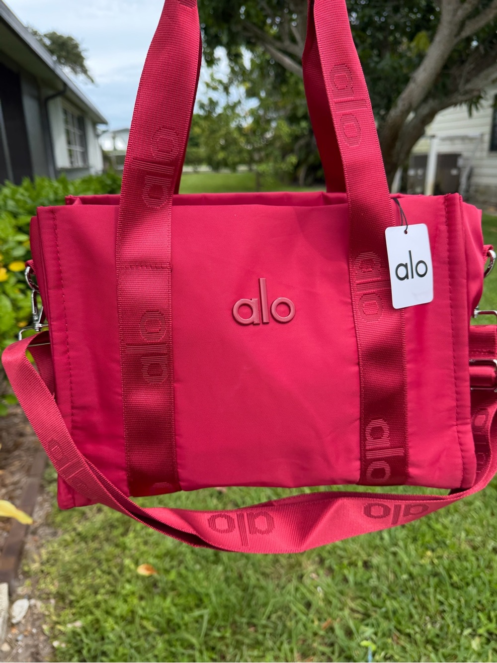 ALO Yoga Hot Pink Nylon Tote with Branded Straps